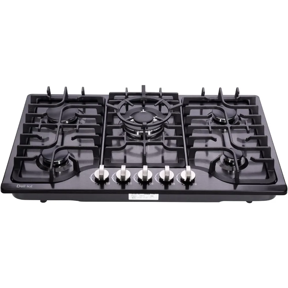 30 Inch LPG/NG Gas Cooktop Dual Fuel 5 Sealed Brass Burner Stainless Steel Hob 110V AC pulse Ignition Stainless 2