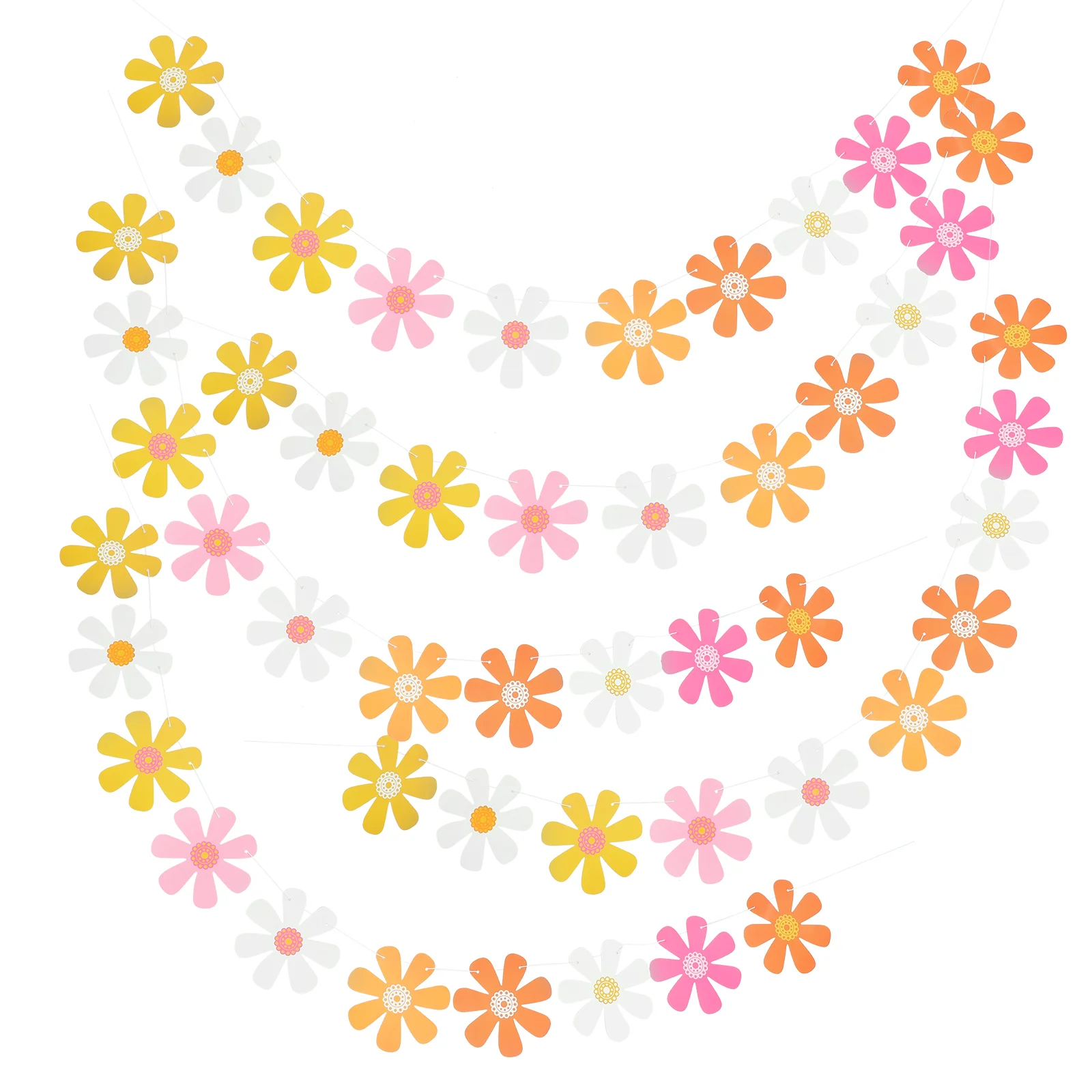 

5pcs Daisy Garland Hanging Banner Birthday Backdrop Flower Garland Banner Party Layout Prop