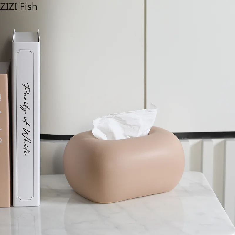 Creative Round Corner Tissue Box Coffee Table Desk Decoration Minimalism Ceramic Tissue Box Bedside Table Paper Towel Case 5