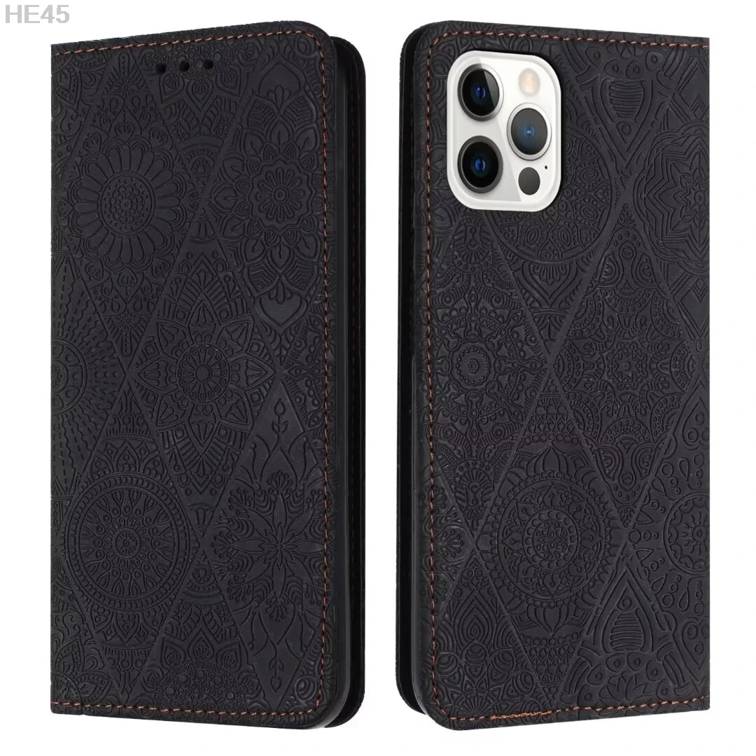 Vintage Magnetic Leather Wallet Phone Case with Flip Stand and Book Cover Design