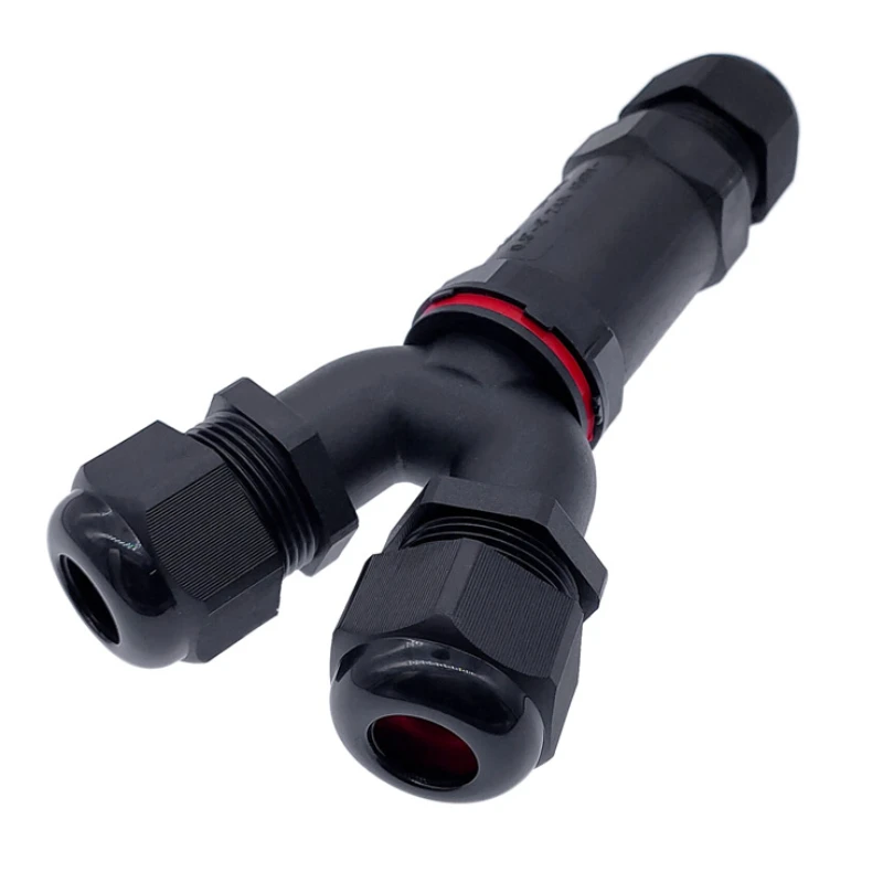 Description Picture 4 of itemY-type wire plug 2pin 3pin 4pin 5pin waterproof cable connector IP68 gland sleeve connectors 3-way quick tee connector