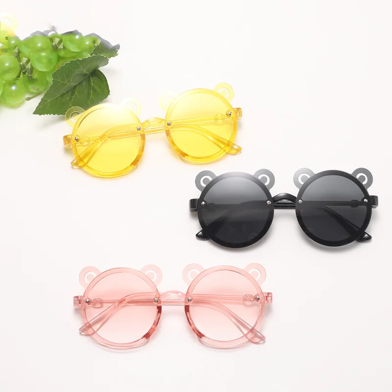 

Boy Girl Cute Cartoon Bear Shape Fashion Round Sunglasses Children Vintage Sunglasses UV Protection Classic Kids Eyewear UV400