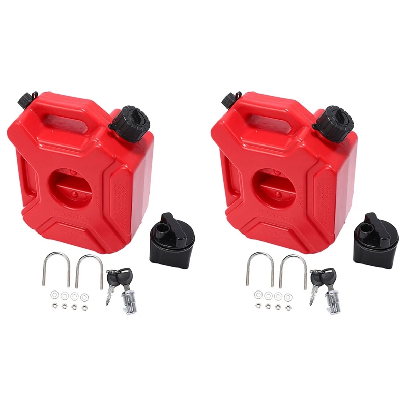 

2X Motorcycle Red 3L Backup Fuel Tank Plastic Petrol Car Spare Container Petrol Tanks Canister ATV UTV