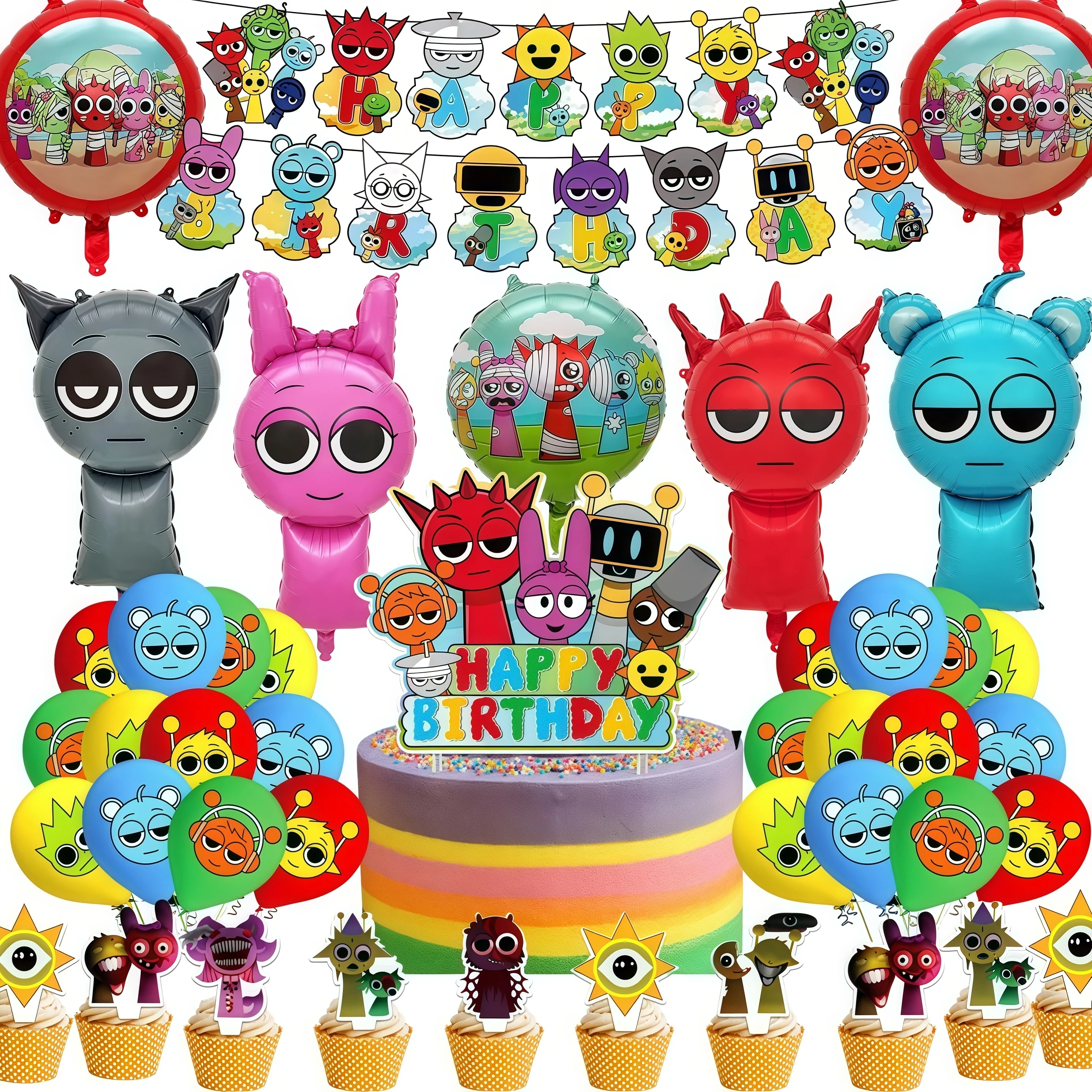Sprunkies Balloon Set Sprunkies Birthday Decoration Party Sprunki Birthday Glob…