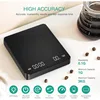 Digital Rechargeable Coffee Scale with Timer 3kg Max 0.1g Precision LED Screen USB Espresso Kitchen Scale for Brewing 2