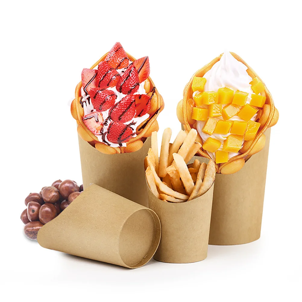 

French Fries Snacks Storage Bags Kraft Paper Bag French Fries Holders Fried Chicken Snack Take Out Packaging Bucket