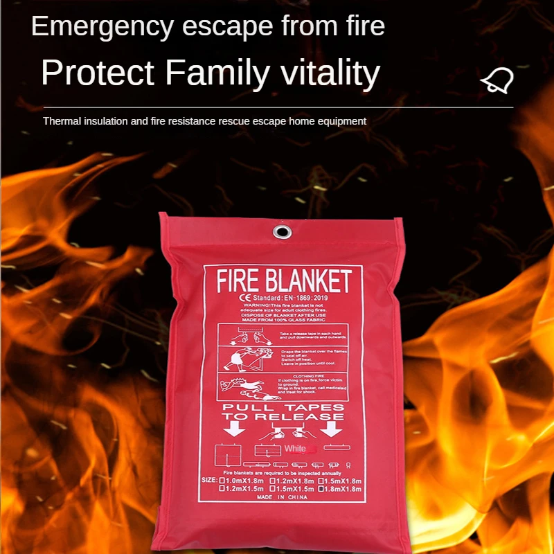 VITCOCO Glass Fiber Fire Blanket Fire Emergency Kit Essential Fire Escape Kitchen Fire Blanket