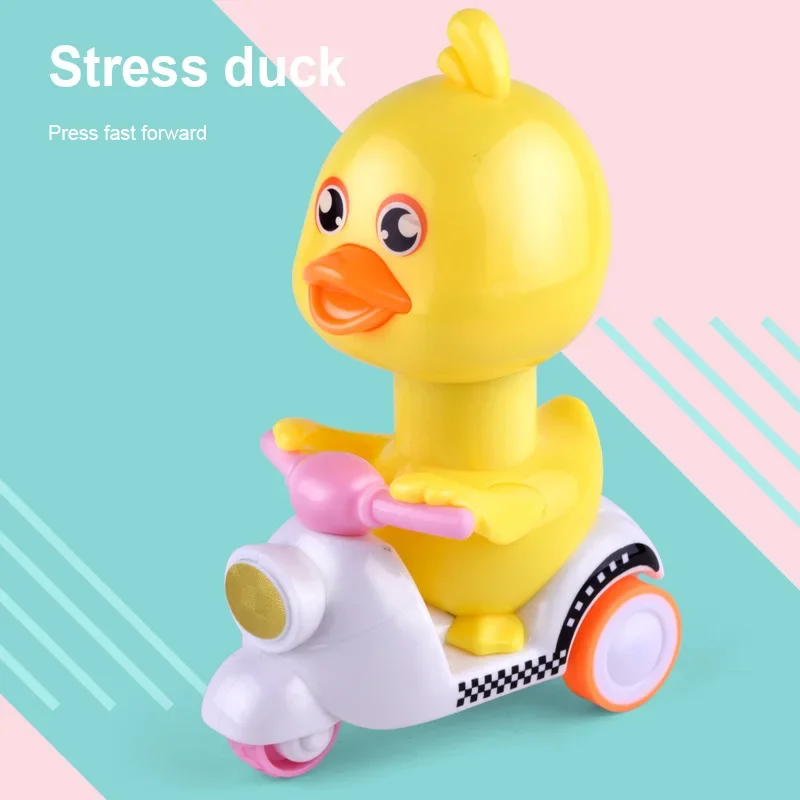 Cartoon Bicycle Clockwork Duck Toy Inertia Friction Car Press to Slide Pull Back Baby Toy Car Moveable Wind Up Toy for Kids Toys 3