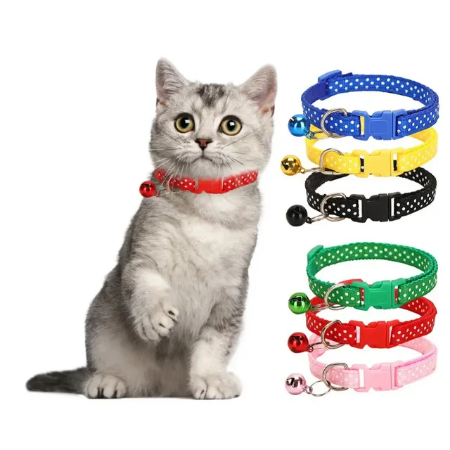 Nylon Adjustable Cat Collar Kitten Dog Universal Quick Separation Small Collar with Bell Pet Supplies Kitten Accessories 6