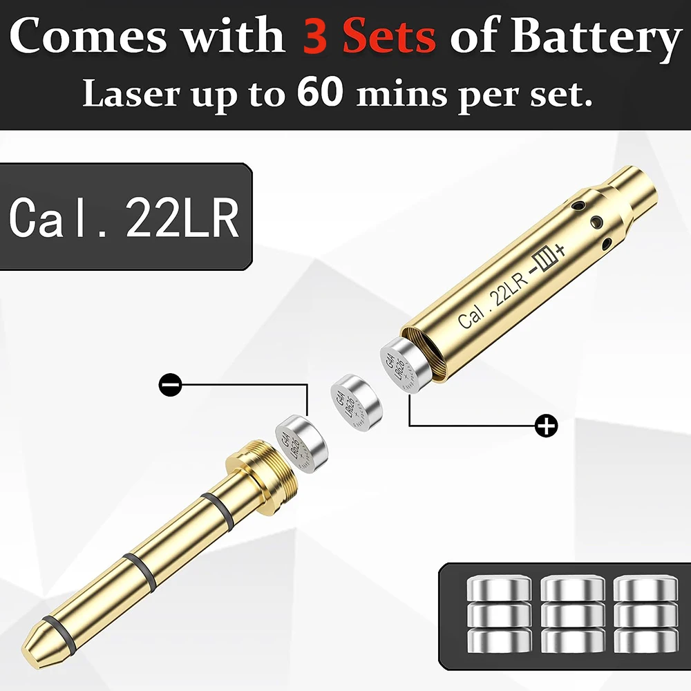 22LR Laser Bore Sight Red Dot Laser Sight End Barrel Boresighter Airsoft Hunting Optics Scope Zeroing Sight for Pistols Rifle