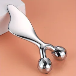 Dual-Function 3D Facial Massager & Gua Sha Tool for Skin Sculpting and Tightening (Silver)