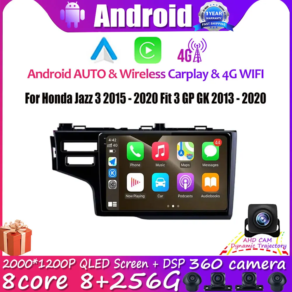 

9 ''Android 14 для Honda Jazz 3 2015 - 2020 Fit 3 GP GK 2013 - 2020 автомобильное радио мультимедийный плеер GPS навигация 4G Carplay DVD
