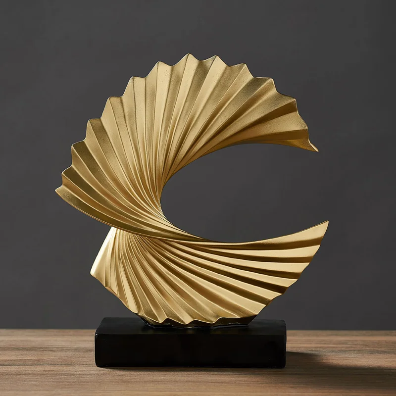 

Modern Decor Abstract Sculpture Resin Sculptur Art Golden Statue Living Room Home Decoration Office Desk Decor Accessories Tools