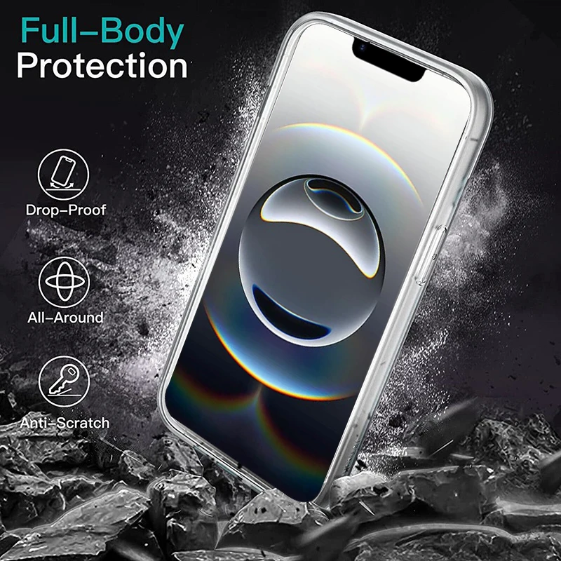 Transparent 360 Full Body Protective Phone Case - PC+TPU Material