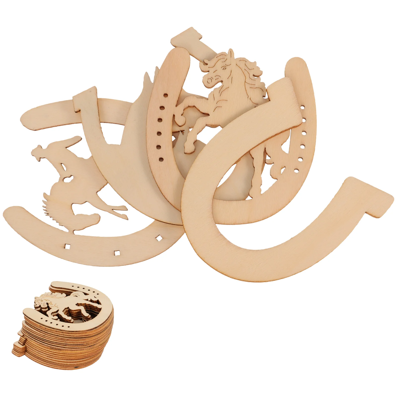 

Wood Slices Horseshoe Design Wood Chips DIY Handmade Graffiti Chip Wooden Hoof Decoration Blank Piece DIY