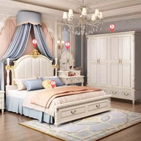 Ensembles de literie pour filles, matelas, organisateurs, ensembles de chambre King Size et Queen, ensembles complets avec rangement, meubles de maison 5