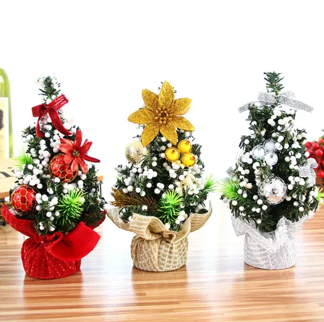 Artificial Tabletop Mini Christmas Tree 20cm Table Decor Winter Christmas Holiday Miniature Decor for Christmas Decoration