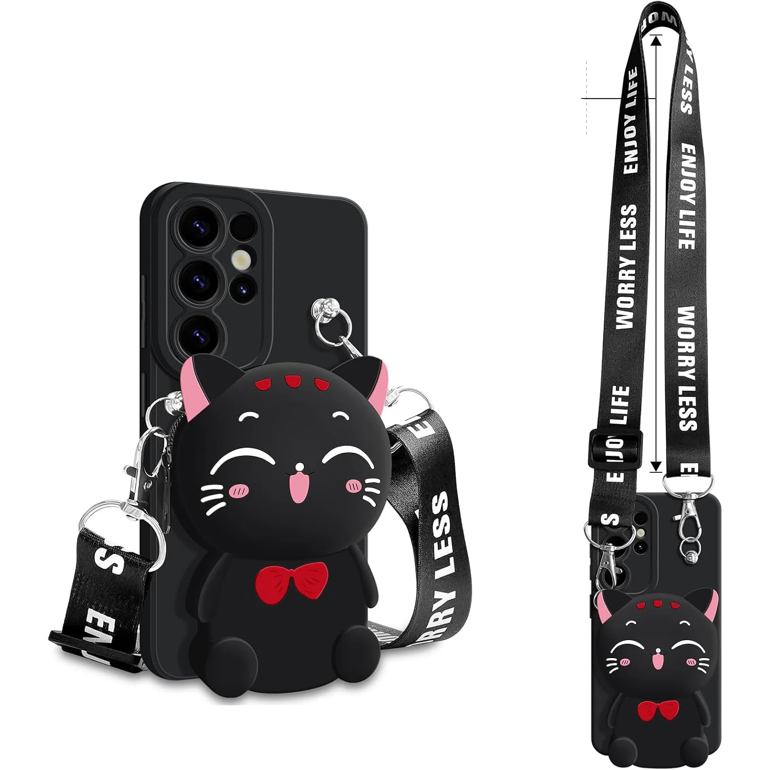 Chat chanceux pour Xiaomi Redmi 10A 12 13 10C 12C 13C 14C A5 Note S Pro étui portefeuille avec corde