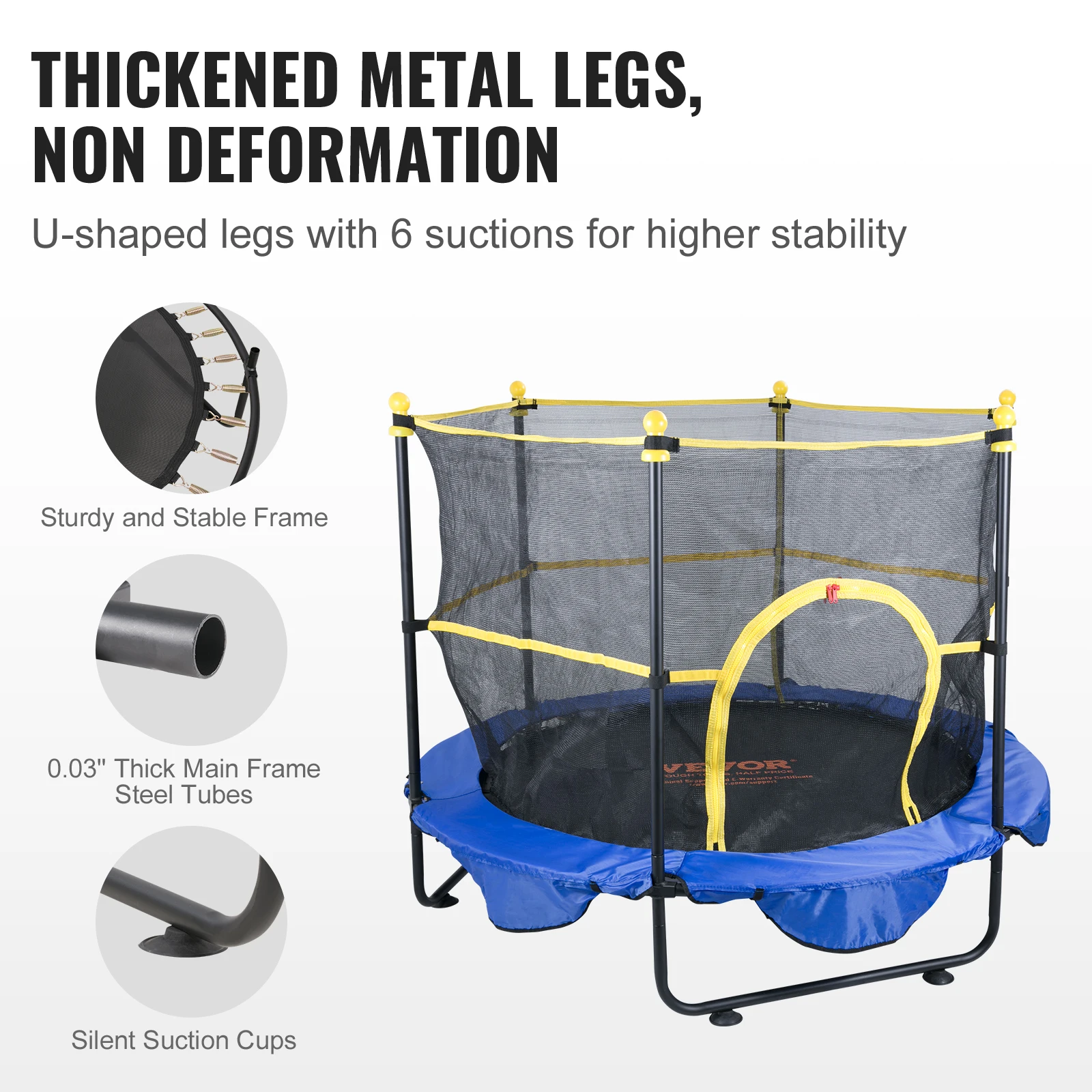 Trampoline 60" 5FT For Kids Indoor Outdoor Trampoline With Safety Enclosure Net Basketball Hoop and Ocean Balls For Kids
