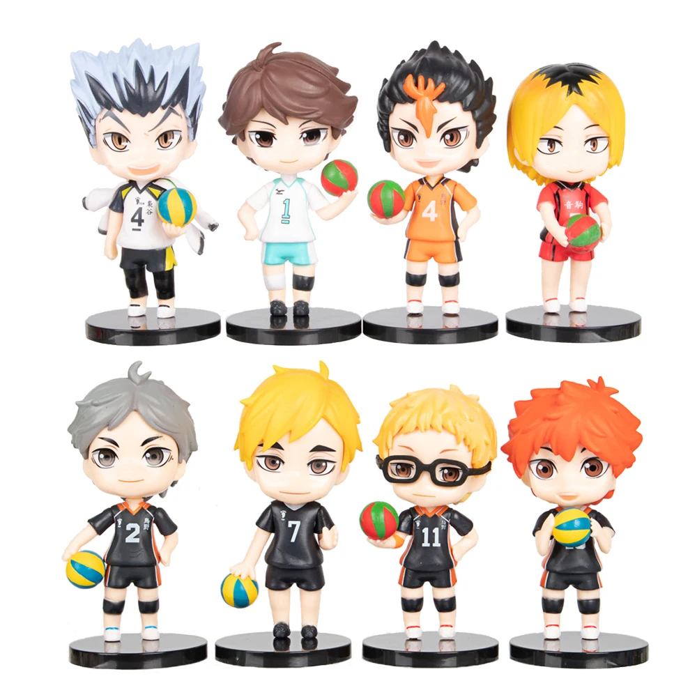 

8 шт./набор, фигурки Аниме Haikyuu Shoyo Hinata Tobio Kageyama экшн ПВХ Модель Статуэтка волейбольная модель куклы игрушки