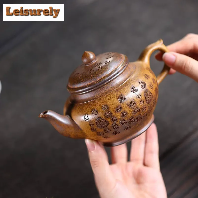 350ml Luxury Yixing Purple Clay Teapots Handmade Pot Raw Ore Wood-fired Porcelain Mud Kettle With Filter Zisha Tea Set Tea Gift
