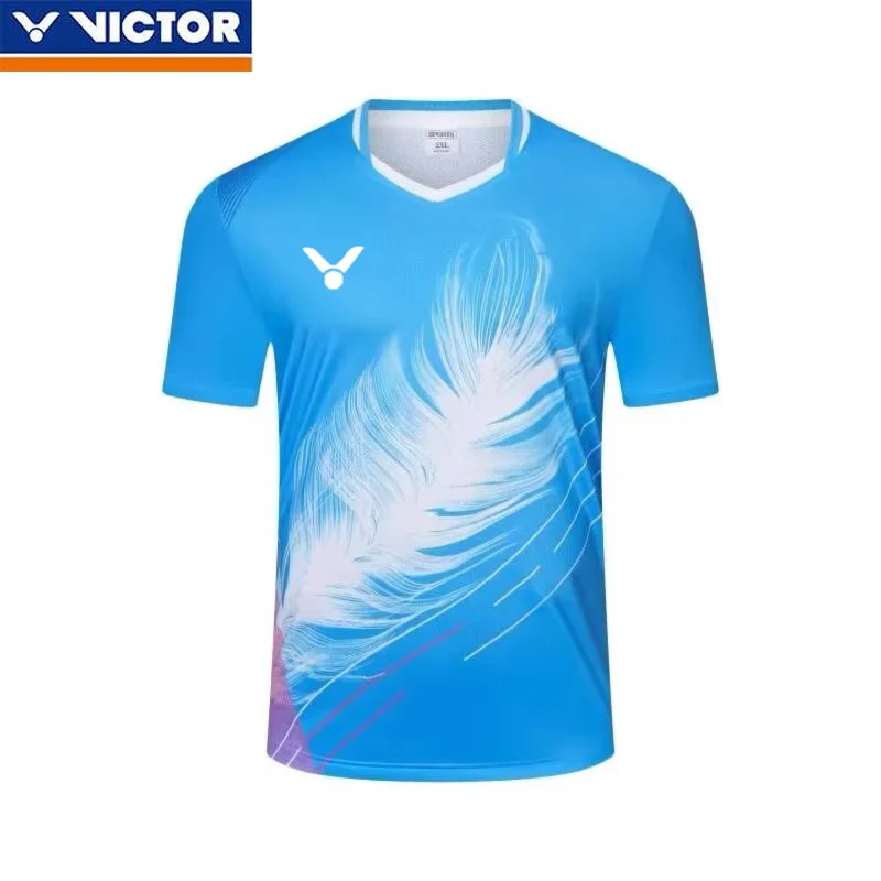 Victor New Badminton Jersey Suit, Men and Women Quick-drying Short-sleeved Breathable Volleyball Jersey Customized