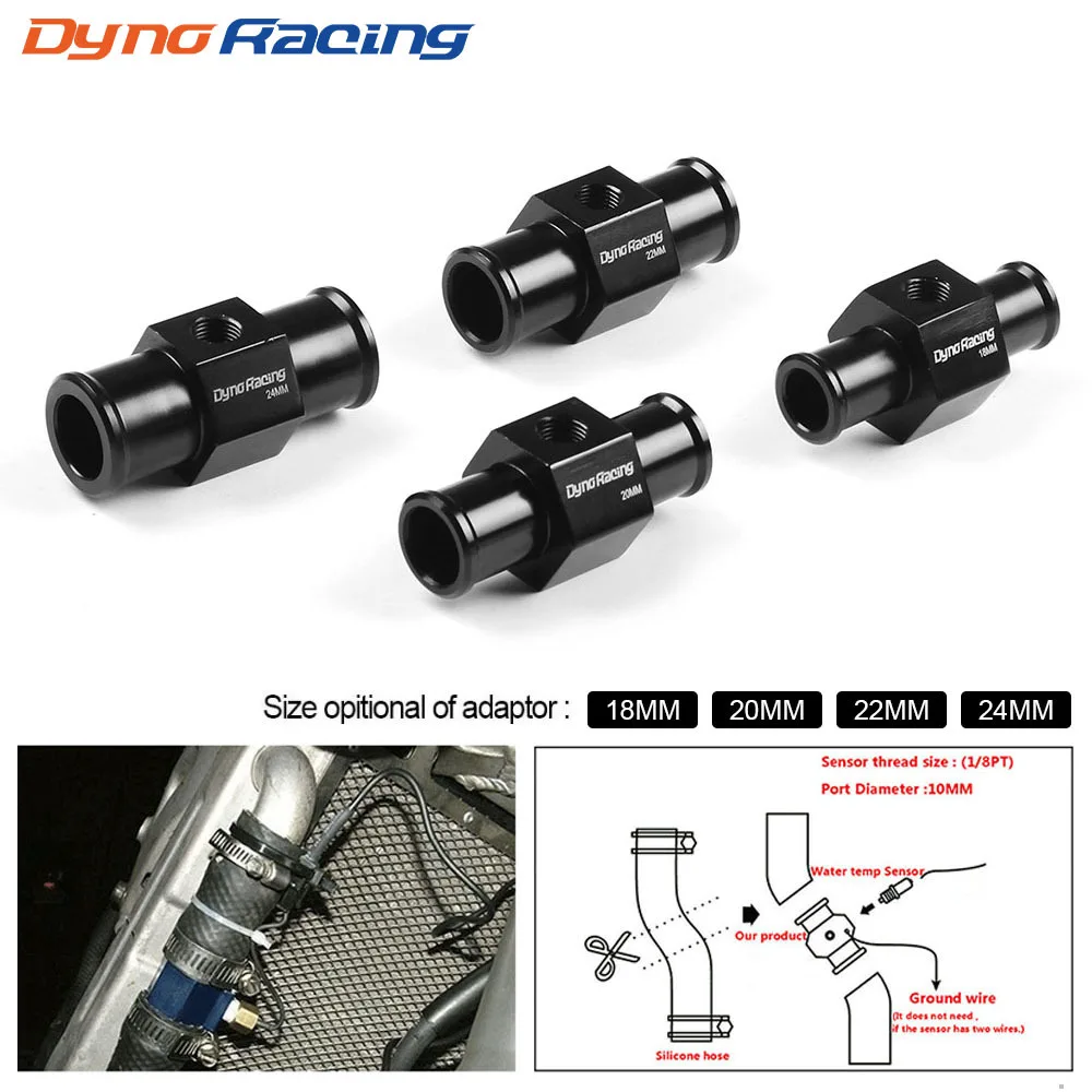 Dynoracing Water Temp Gauge Radiator Temperature Water Temp Joint Pipe Sensor 18MM 20MM 22MM 24MM Hose Adapter