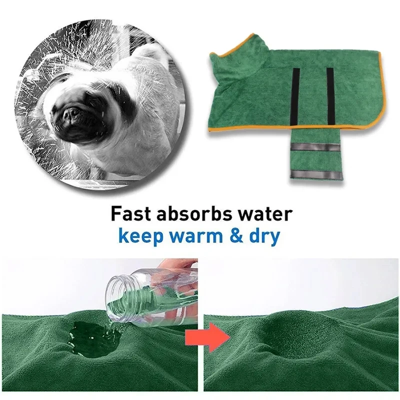 Pet Bath Towel Dog Bathrobe Microfiber Quick Drying For Dogs Cats