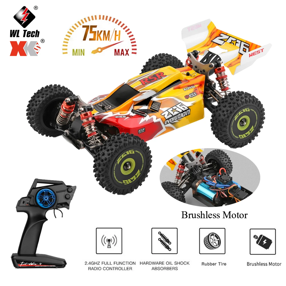 WLtoys 144010 RC Car 75KM/H High Speed Off-Road 2.4G Brushless 4WD Electric Remote Control Drift Toys For Children Racing best rc drift cars