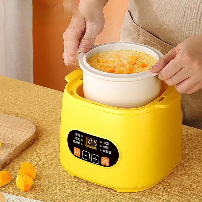 Mini Multi Electric Slow Cooker 1L Ceramic Water Stew Pot Baby Food Porridge Breakfast Stew Soup Boiler Reservation With Steamer