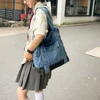Denim Schoolbag Casual Handbag Adjustable Strap Women Travel Daypack Retro Rucksack for Work Travel 5