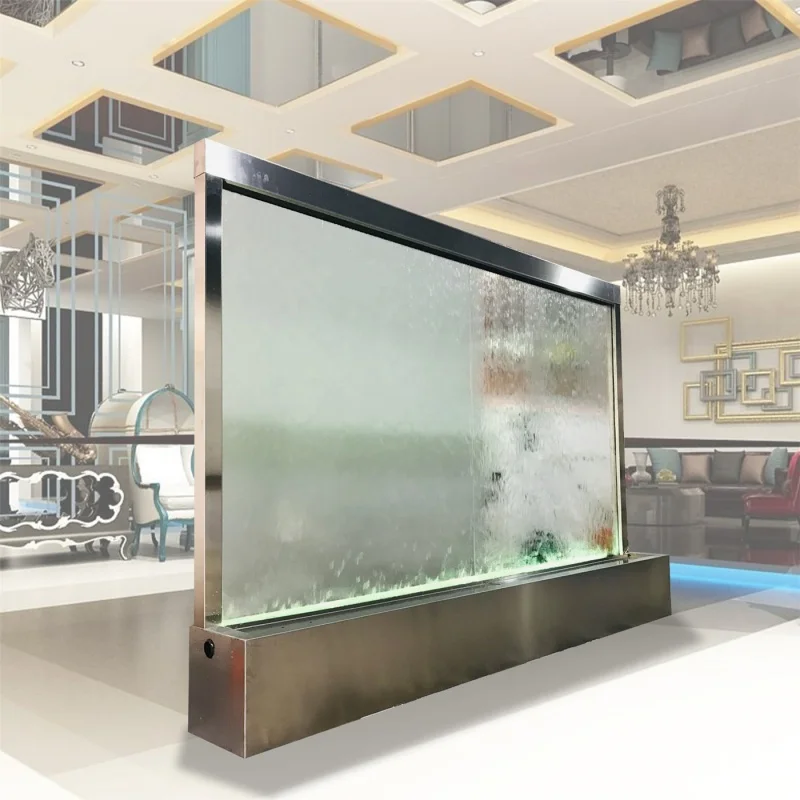 정원 폭포 분수 바닥 스탠딩 유리 폭포 벽, 공장 판매