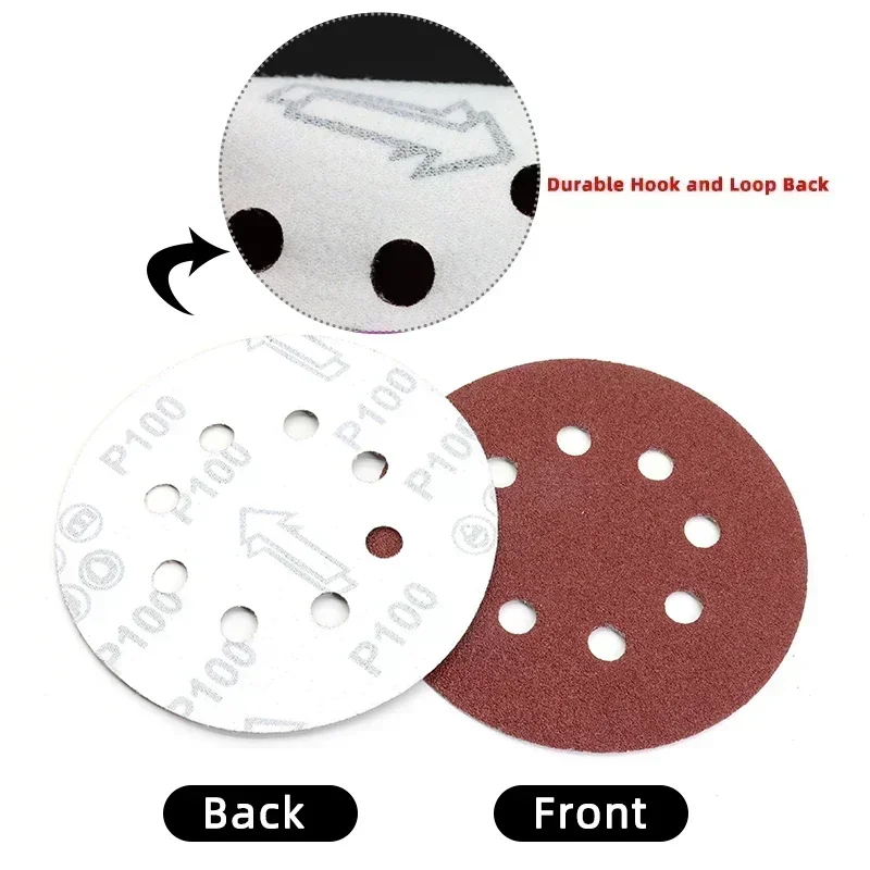 Sanding Disc 10~100pcs Hook and Loop Adhesive 5 Inch 8 Hole 60-2000 Grits Abrasive Sheets For Random Orbital Sander