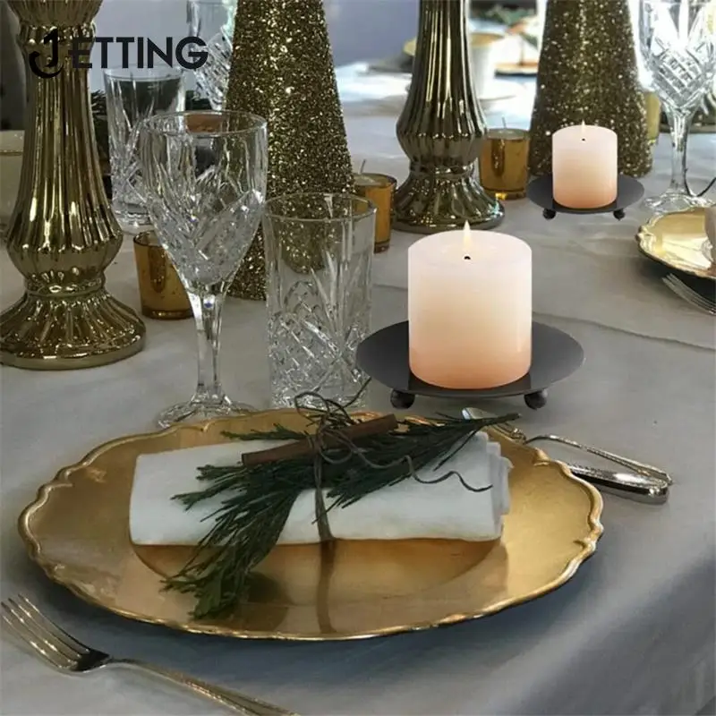 

Железные черные Позолоченные Подсвечники, металлическая пластина для свадьбы, вечеринки, фестиваля, портативные канделябры, искусство, подарок, домашний декор