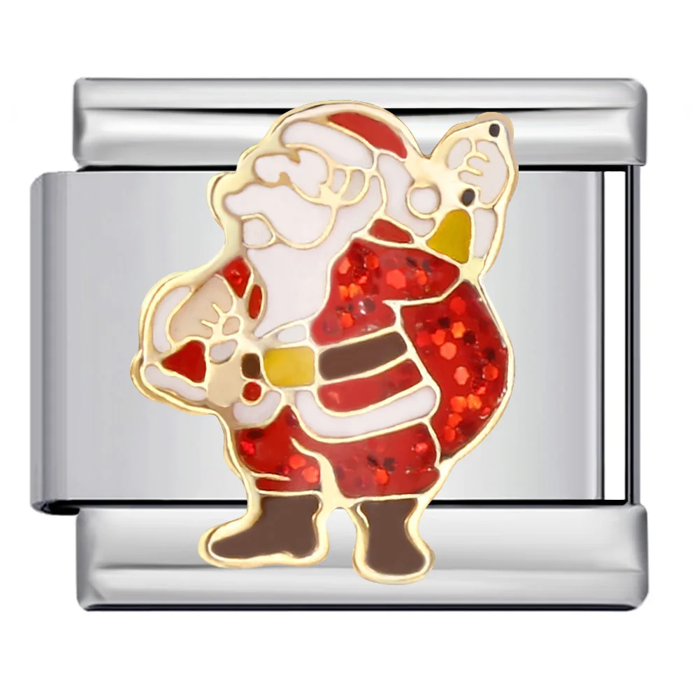 1pc Weihnachten Italienischen Charme Armband Santa Claus Rentier Schlitten Edelstahl Elastische Link Kette DIY Herstellung Von Schmuck Geschenk – Detail 4