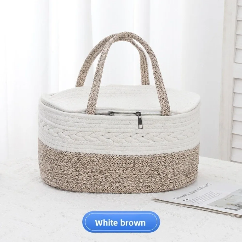 Cotton Thread Rope Mummy Handbag Divided Into Compartments for Diaper/Toy Storage Diaper Storage Basket Shopping Large Capacity
