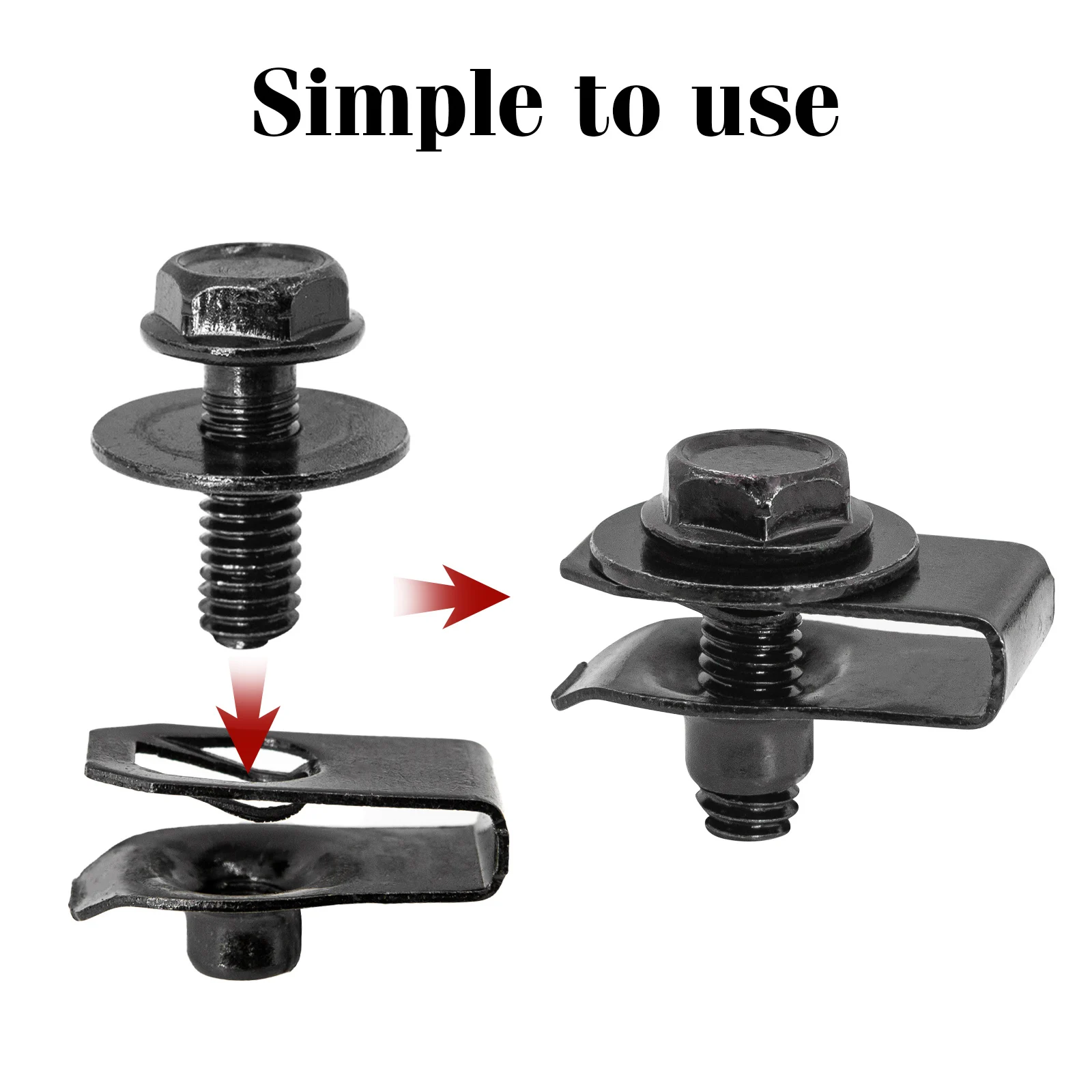 Auto Fasteners 6MM U-Clip Self-Tapping M6 Engine Hood Chassis Cover Protective Body Bumper Fender Lining Metal Screws