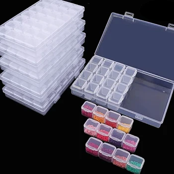 28/56 Grids Adjustable Plastic Storage Box with Labels 1