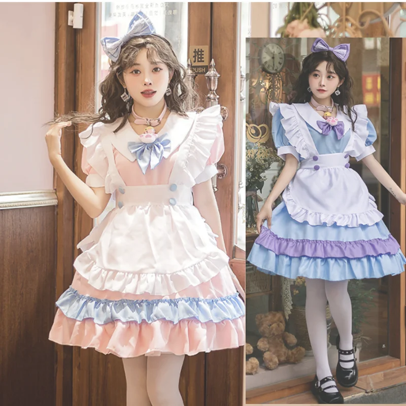 S-5XL Plus Size Gothic Lolita Dress Anime Cosplay Maid Role Play Costume Japanese Kawaii Lingerie Dress Maid Outfits Fairy