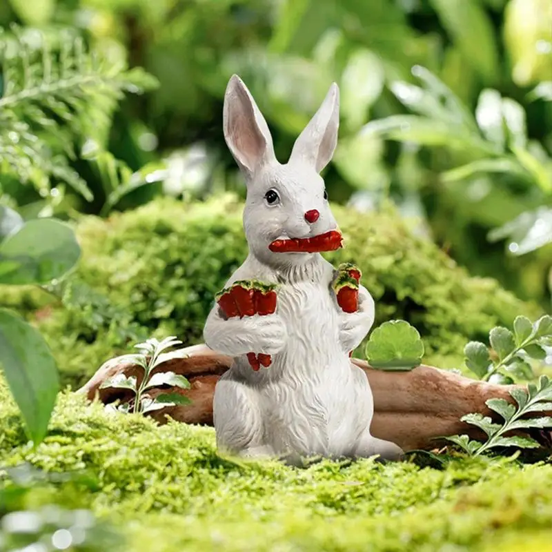 

Garden Rabbit Resin Statues Creative Cute Rabbit Shape Sculpture For Lawn Multifunctional Outdoor Rabbit Statue Decoration Tool