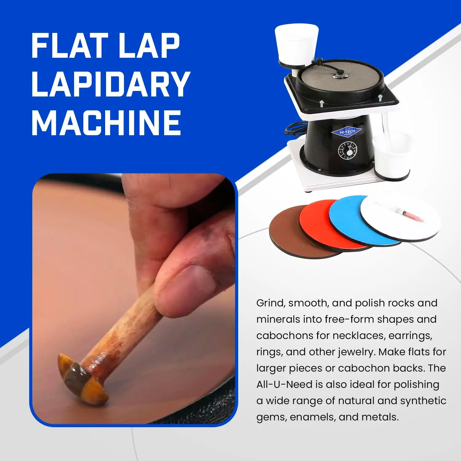 8" Lapidary Equipment Stone & Mineral Rock Polisher Grinder Shaper Machine with Variable Speed Motor