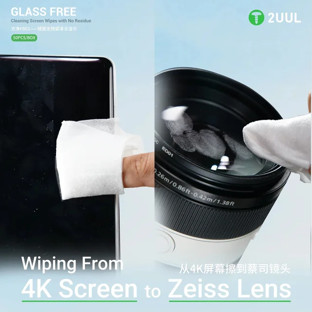 مناديل 2UUL FA01 المبللة لإزالة مادة OCA وتنظيف الشاشات (50 قطعة/علبة) 2