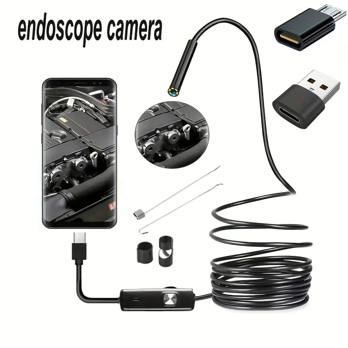 3-in-1 USB Endoscoop Camera - 1.5 Meter - 6 LED's - Waterdicht IP67 - Voor Android En PC