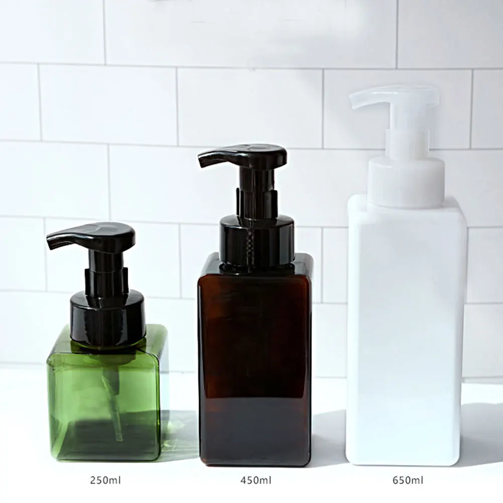 Foaming soap dispenser foam pump bottle 250/450/650ML Empty Square Clear Foaming Bottle Liquid Soap Whipped Mousse Shampoo Lotion Shower Hand Washing Gel Pump