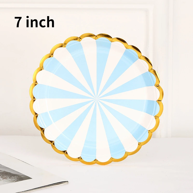 10PCS/set Gilding Disc Disposable Plates Cake Paper Pan DIY Decoration Kids Birthday Party Wedding Tableware Supply