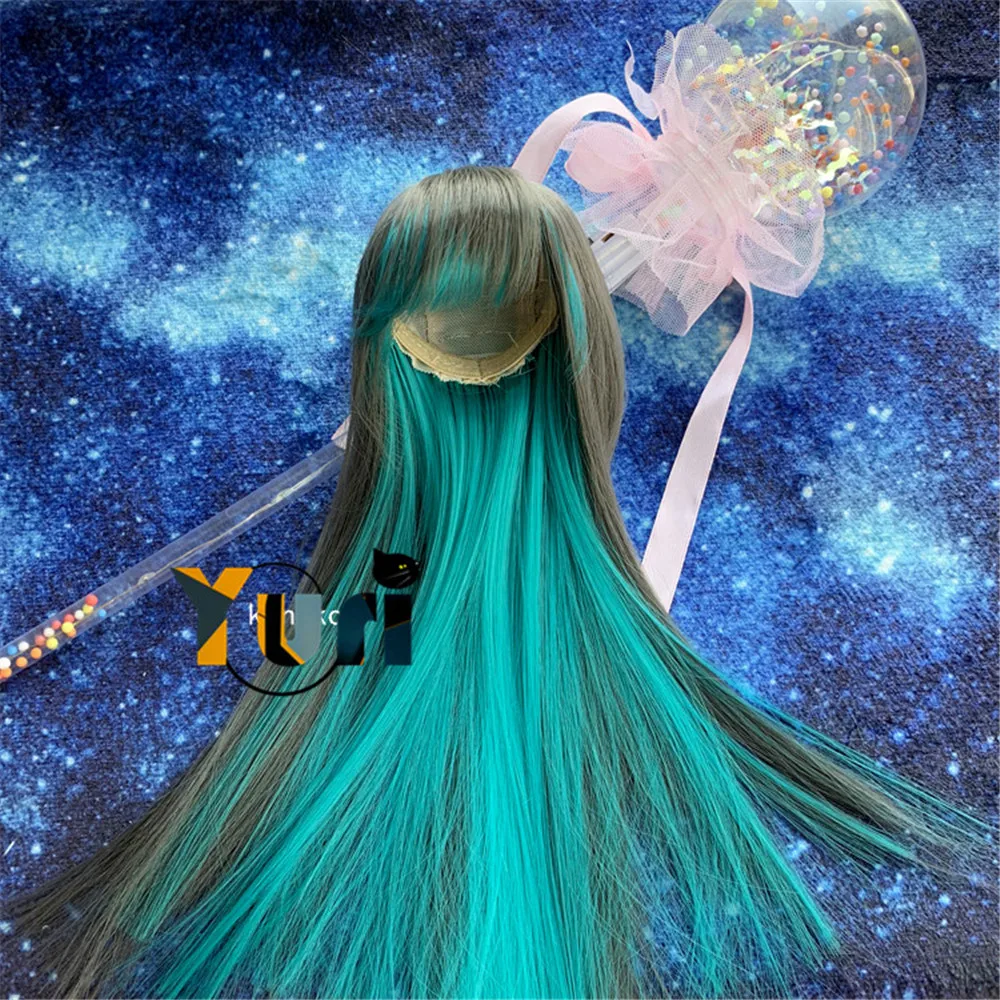 

Шарнирная кукла с использованием высокотемпературных шелковых темно-серых смешанных зеленых длинных волос для косплея 1/3 1/4 1/6 1/8 шарнирная кукла ручной работы парик C