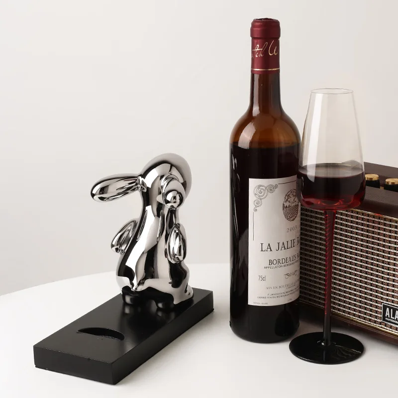 Creative Rabbit Wine Rack for Desktop Wine Holder Home Desk Decor Wine Bottle Storage Organizer Ceramic Wine Cabinet Decoration