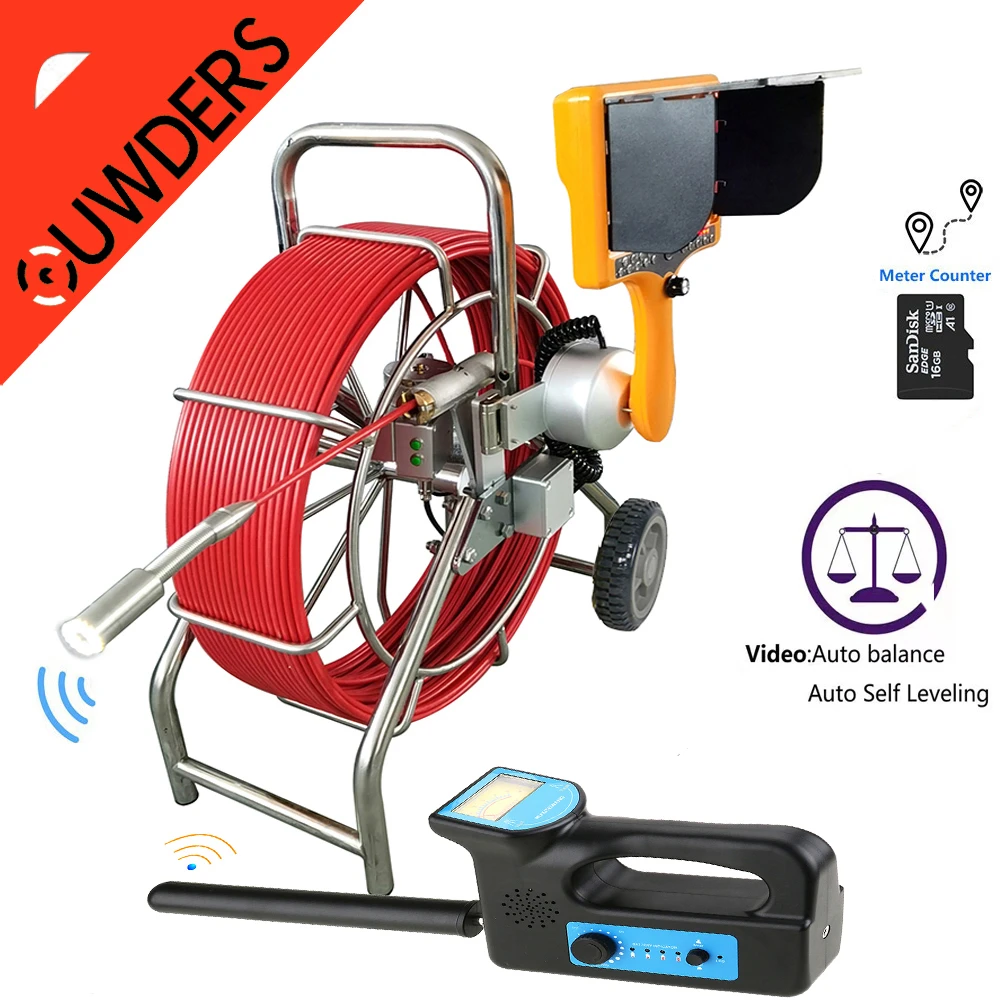 60M 9mm DVR Sewer Drain camera 23mm 512hz sonde endoscope inspection