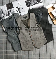 New V Neck Pinstripe Men's Vest Slime Fit Single Breasted Business Casual Men's Waistcoat For  Groomemsen Wedding 2