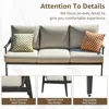 Patio 3 Seats Sofa Outdoor Loveseat,Patio Furniture Metal Outdoor Sofa with Wicker Backrest & 6 Inches Cushion,Outdoor Furniture 4